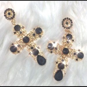 Gold cross earrings
